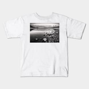 Reflections on Okanagan Lake Black and White Landscape Kids T-Shirt